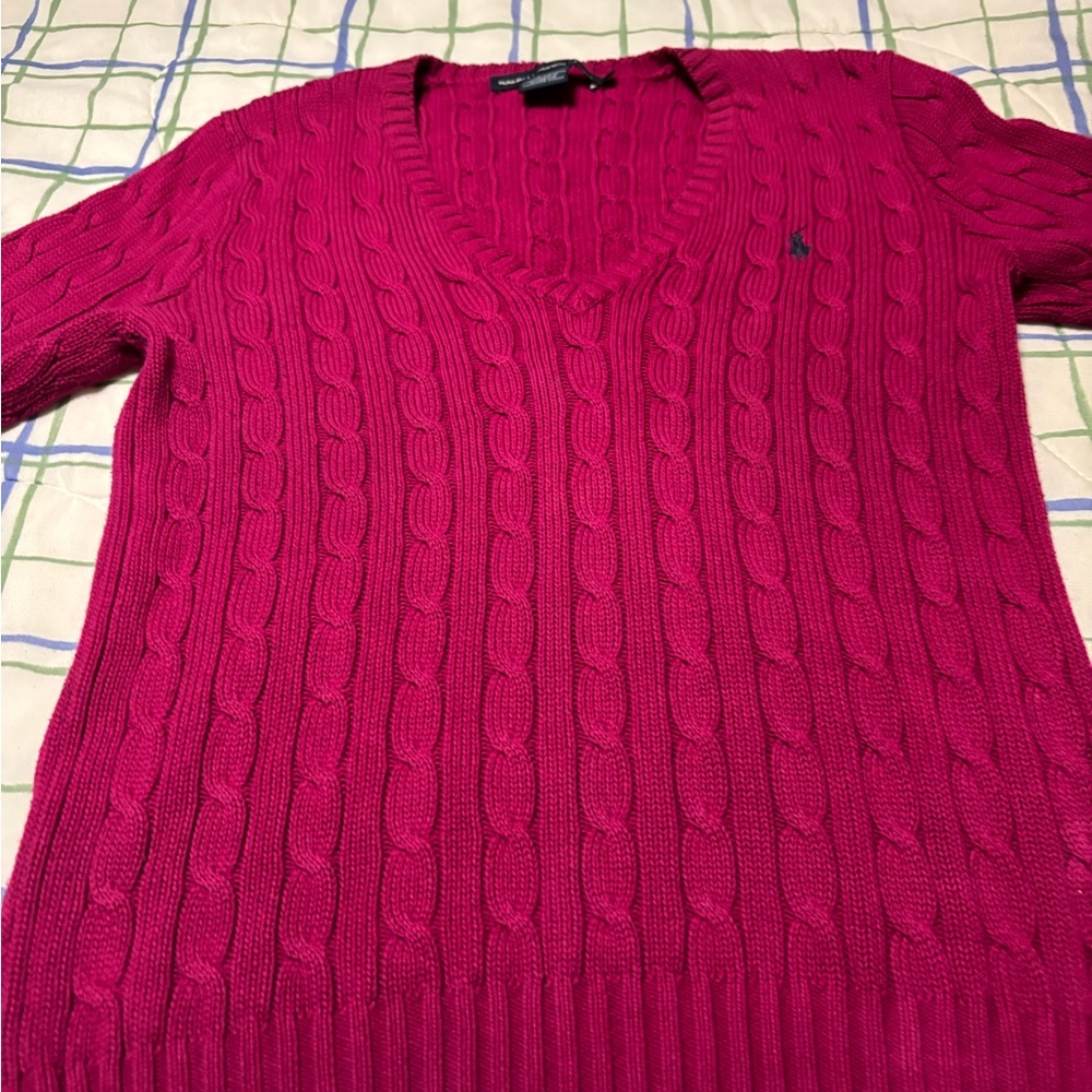 Ralph Lauren Fuchsia V-Neck Sweater